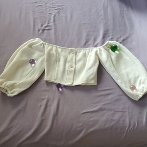Cream white crop top